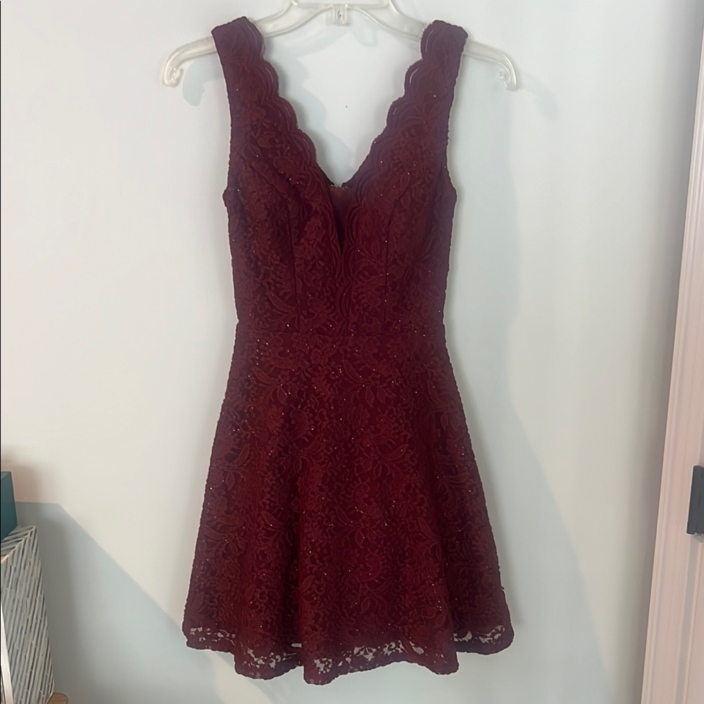 Elegant Burgundy Lace Dress